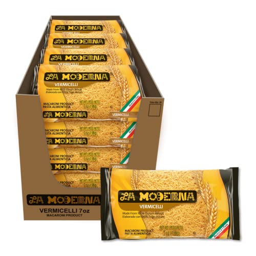 La Moderna Vermicelli Pasta, Noodles, Durum Wheat, Protein, Fiber, Vitamins, 7 Oz, Pack of 20