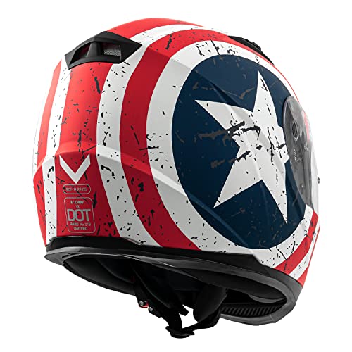 VCAN VX Lightweight Full Face Motorcycle Street Bike Helmet with Extra Tinted Visor DOT and ECE 22.05 Approved (Rebel Star, Large)