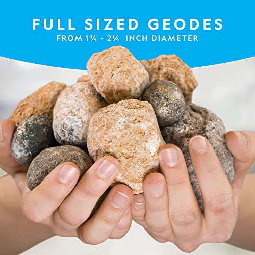 NATIONAL GEOGRAPHIC Break Open 4 Geodes Science Kit – Includes Goggles, Detailed Learning Guide and Display Stand - Great STEM Science Gift for Mineralogy and Geology Enthusiasts of any Age