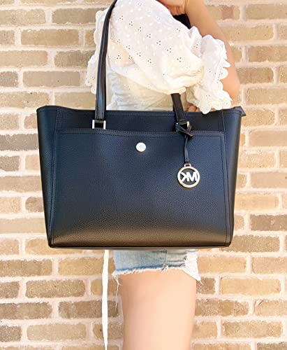 Michael Kors Maisie Large Pebbled Leather 3-IN-1 Tote Bag (Black Brown Multi)