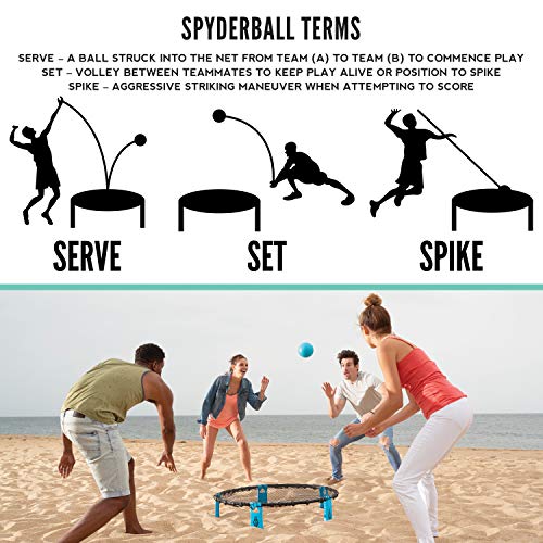 Franklin Sports Spyderball Game Set - Outdoor Beach Game for Kids + Adults - Includes Net, 3 Balls + Carrying Case