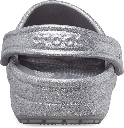 Crocs Unisex-Adult Classic Sparkly Clogs | Metallic and Glitter Shoes for Women, Silver, 4 Women/2 Men