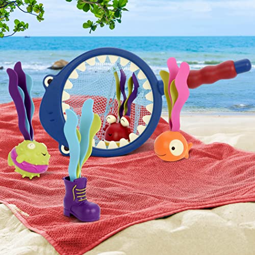 B. toys – Shark Scoop-A-Diving Pool Toys - 1 Shark Net and 4 Water Toys for Kids 3+ (5Piece)