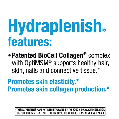 Nature’s Way Hydraplenish, with Patented BioCell Collagen, OptiMSM, Supports Skin Collagen Production*, Promotes Skin Elasticity*, 60 Capsules