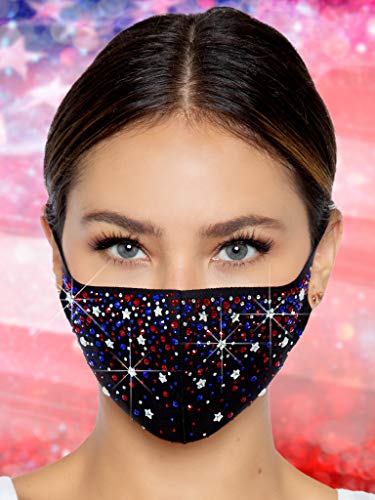 Leg Avenue M1018-10122 Liberty Rhinestone Face Mask, O/S, Multicolor