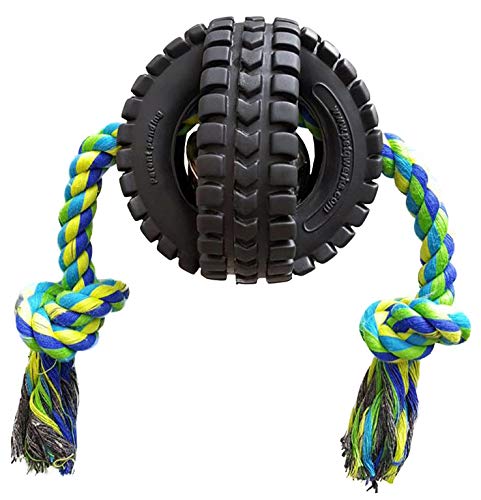Pet Qwerks X-Tire Ball Dog Toys - Rope Interactive Chew Toy - Medium