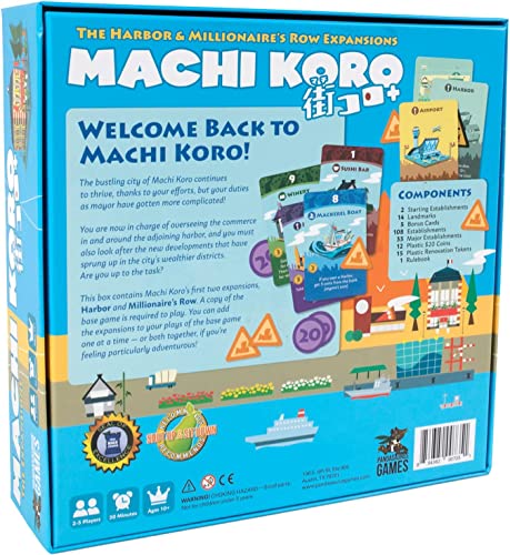 Pandasaurus Games Machi Koro The EXPANSIONS | City Building Strategy Board Game | Fast-Paced Dice Rolling Game for Adults and Kids | Ages 10+ | 2-5 Players | Average Playtime 30-45 Minutes | Made