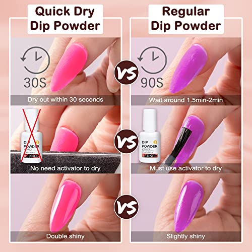 REDNEE 21 Pcs Dip Powder Nail Kit Starter - 12 Colors Nude Pink Glitter Fast Dry Dipping Powder Essential Kit for French Nail Manicure Nail Art Set RE34