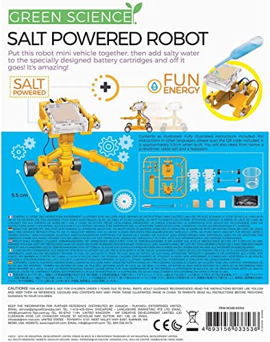 4M Toysmith, Green Science Salt Water Powered Robot Kit, STEAM Powered Kids, Beach Toy, For Boys and Girls 5+