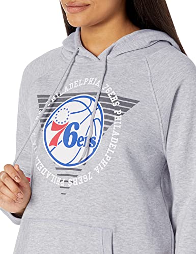Ultra Game NBA Philadelphia 76ers Womens Soft Fleece Pullover Hoodie Sweatshirt With Varsity Stripe, Heather Gray, Small
