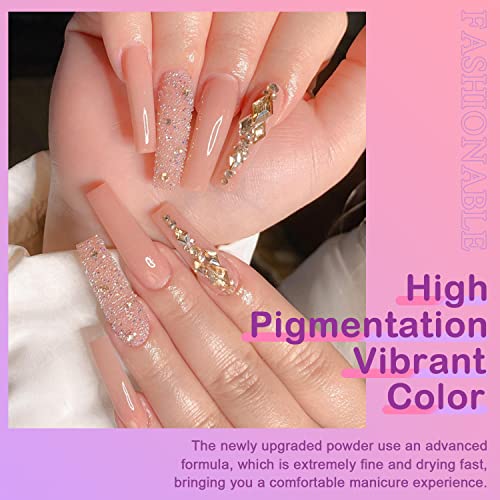 REDNEE 22 Pcs Dip Powder Nail Kit Starter 12 Colors Pink Gray Blue Dipping Powder Set with Gel Liquid and 5 Manicure Tools Dipping Essential Travel Kit - RE07 Classy Color