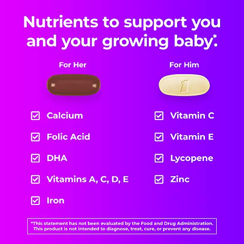One A Day Men's and Women's Pre-Pregnancy Multivitamin including Vitamins A, Vitamin C, Vitamin D, B6, B12, Folic Acid and more, 30+30 Count, Supplement for Before, During, and Postnatal