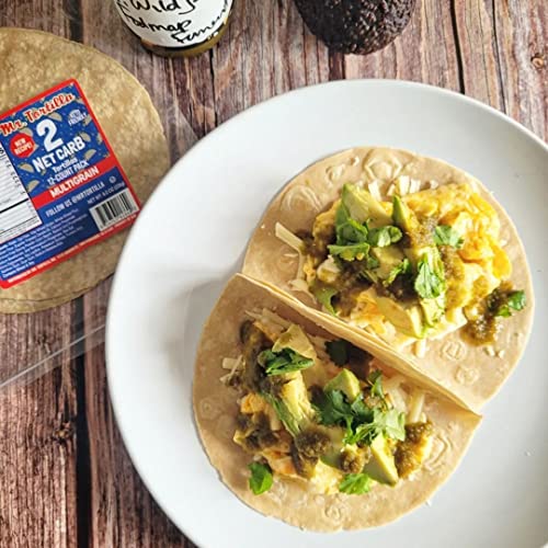 Mr. Tortilla 2 Net Carb Tortillas – Low Carb Keto Soft Taco Shells for Wraps, Quesadillas and Tostadas - Healthy Vegan Tortilla Wraps with No Cholesterol - Low on Calories and Fat (Multigrain, 48 Tortillas)