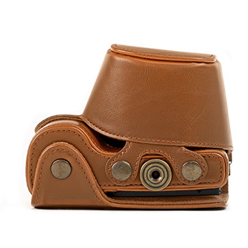 MegaGear 'Ever Ready' Protective Leather Camera Case, Bag for Sony Alpha a5000 Sony a5100 with 16-50mm OSS Lens (Light Brown)