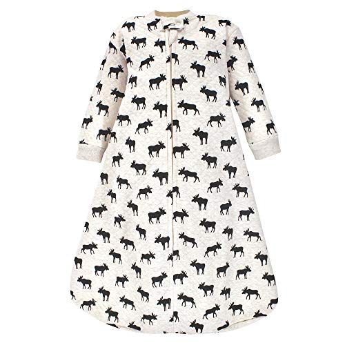 Hudson Baby Unisex Baby Premium Quilted Long Sleeve Sleeping Bag and Wearable Blanket, Moose, 0-6 Months