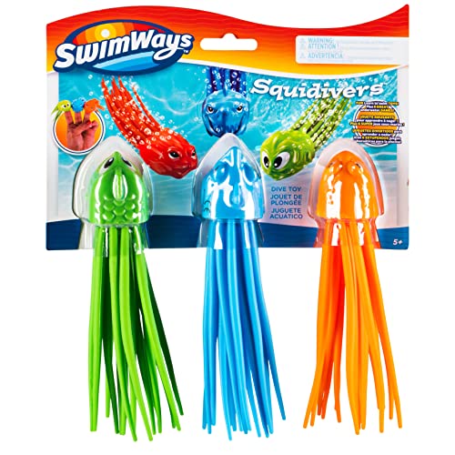 SwimWays SquiDivers Kids Pool Diving Toys, 3 Pack, Bath Toys and Pool Party Supplies for Kids Ages 5 and Up