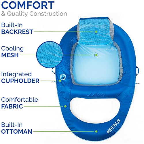 Kelsyus Premium Floating Lounger with Fast Inflation, Inflatable Recliner Chair, Lake and Pool Float for Adults with Cup Holder, Amazon Exclusive