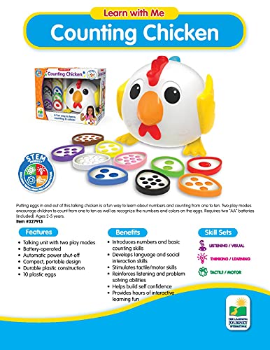 The Learning Journey Learn With Me - Counting Chicken - Counting, Numbers and Colors STEM Teaching Toddler Toys and Gifts for Boys and Girls Ages 2 Years and Up - Award Winning Preschool Learning Toy
