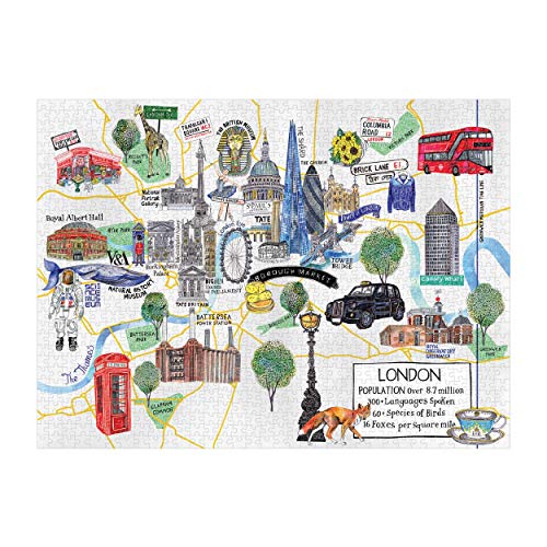 Galison London Map 1000 Piece Puzzle, Multicolor