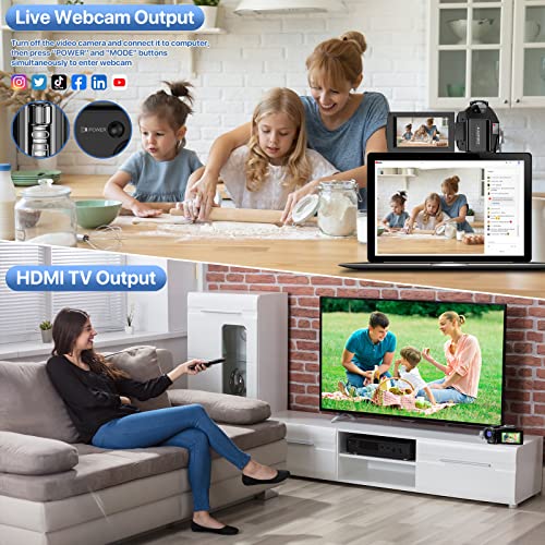 ALSONE Video Camera Camcorder Digital YouTube Vlogging Camera Recorder FHD 1080P 24.0MP 3.0 Inch 270 Degree Rotation Screen 16X Digital Zoom Camcorder with Microphone,Remote Control and 2 Batteries