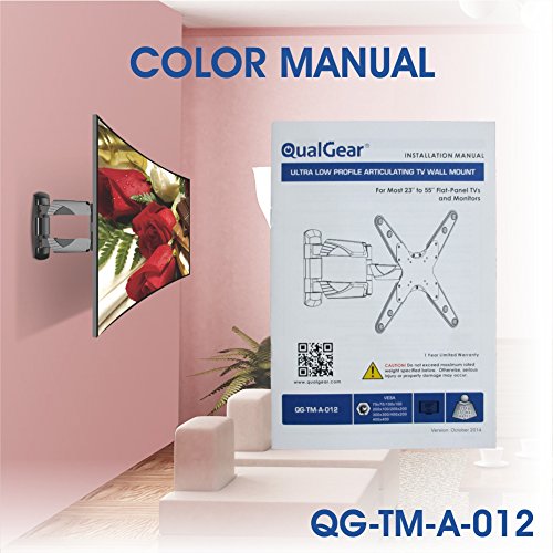 QualGear Qg-TM-A-012 Universal Ultra Slim Low Profile Articulating Wall Mount for 23-55 Inches LED TVs, Black [UL Listed]