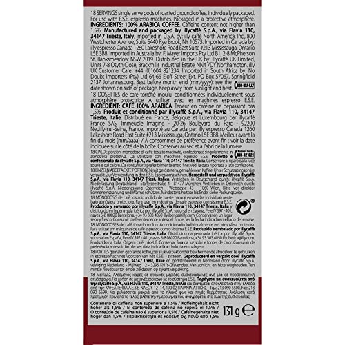Illy Intenso E.S.E. Pods , Bold Roast, Robust Finish with Warm Notes of Cocoa and Dried Fruit, 100% Arabica Coffee, All-Natural, No Preservatives, 18 Count (Pack of 1)