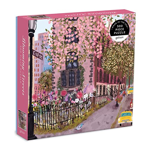 Blooming Streets 500 Piece Puzzle from Galison - Beautifully Illustrated Jigsaw Puzzle of a Local NYC Street, Fun and Challenging, Unique Gift Idea