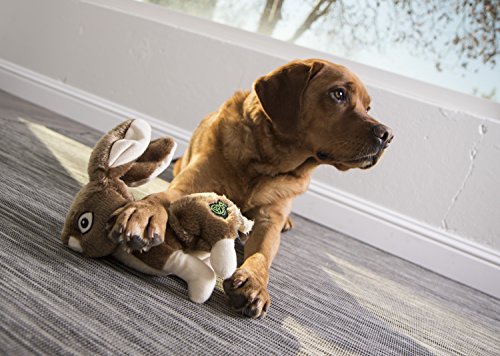 goDog Wildlife Rabbit Squeaky Plush Dog Toy, Chew Guard Technology - Brown, Large, All Breed Sizes