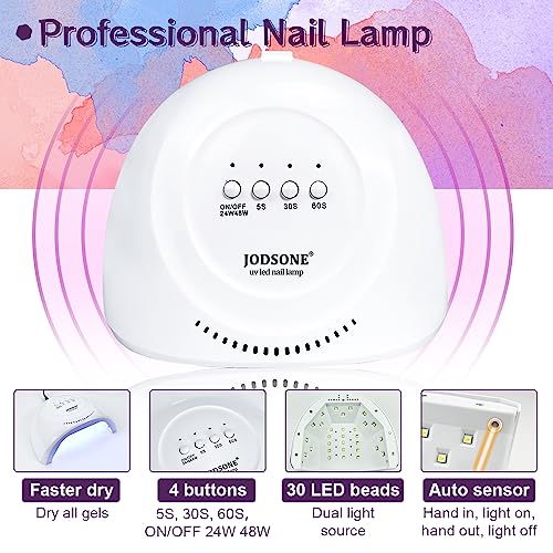 JODSONE 35 Pieces Gel Nail Polish Set U V Light Nail Drill Beginner Set Glossy Surface Easy To Apply Matte Texture All-In-One Manicure Kit