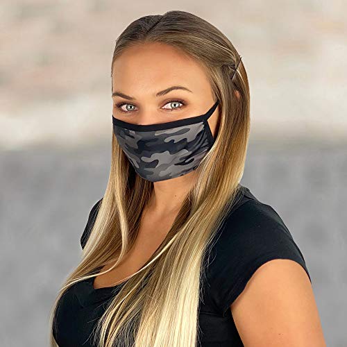 Washable and Reusable Cotton Designer Fashion Face Masks for Woman. Soft Comfortable Breathable Cute Stylish Adjustable 2-layer Face Cover Adults - Urban Camo