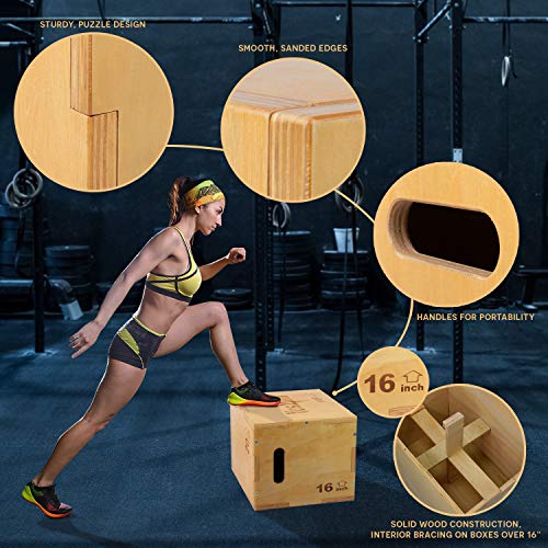 Yes4All Wooden Plyo Box - 20x18x16'