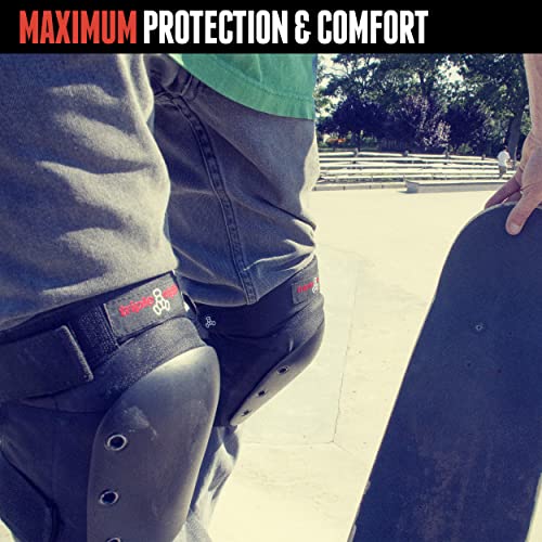 Triple Eight Street Knee Pads for Skateboarding with Adjustable Straps (1 Pair), Black, Medium