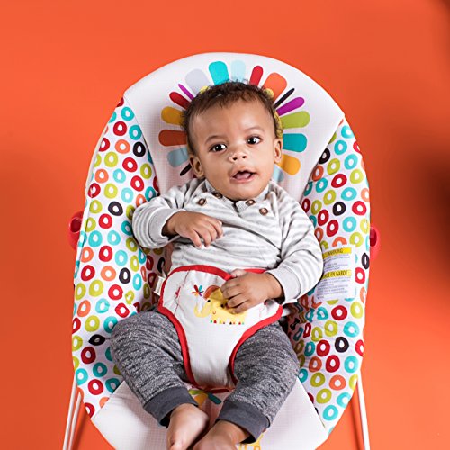 Bright Starts Portable Baby Bouncer Soothing Vibrations Infant Seat with Removable Toy Bar, 0-6 Months 6-20 lbs (Playful Pinwheels)