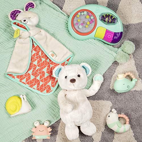 B. toys by Battat – B. Snugglies - Fluffy Bunz The Bunny Security Blanket – Adorable Baby Blankie with Soft Fabric, 12.5' x 8.25' x 2.5' , Beige