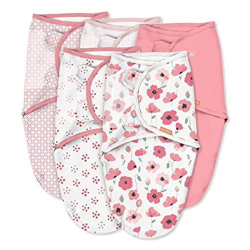 SwaddleMe Original Swaddle – Size Small/Medium, 0-3 Months, 5-Pack (Pretty Poppy )