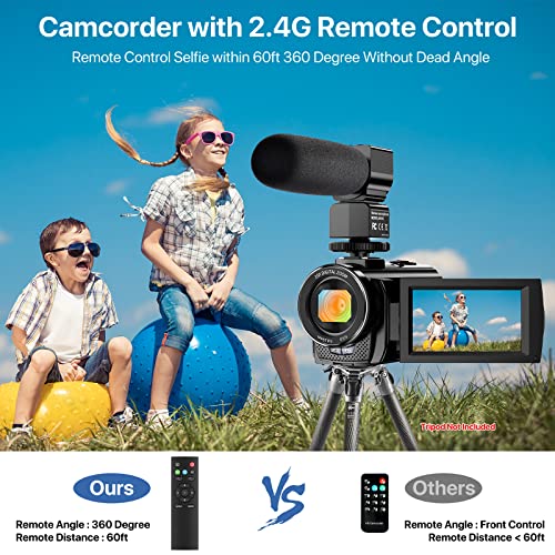 ALSONE Video Camera Camcorder Digital YouTube Vlogging Camera Recorder FHD 1080P 24.0MP 3.0 Inch 270 Degree Rotation Screen 16X Digital Zoom Camcorder with Microphone,Remote Control and 2 Batteries
