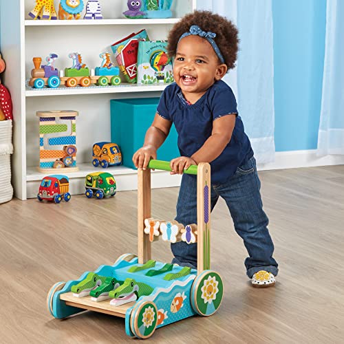 Melissa and Doug First Play Chomp and Clack Alligator Wooden Push Toy and Activity Walker - Pretend Play Developmental Baby Push Walker Toy For Toddlers Ages 1+, 1 EA
