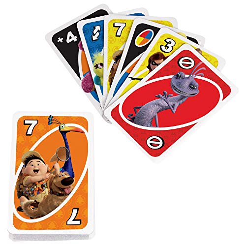 Mattel Games UNO Pixar Card Game for Family Night, Travel Game for Kids with Storage Tin and Special Rule for 2-10 Players [Amazon Exclusive]