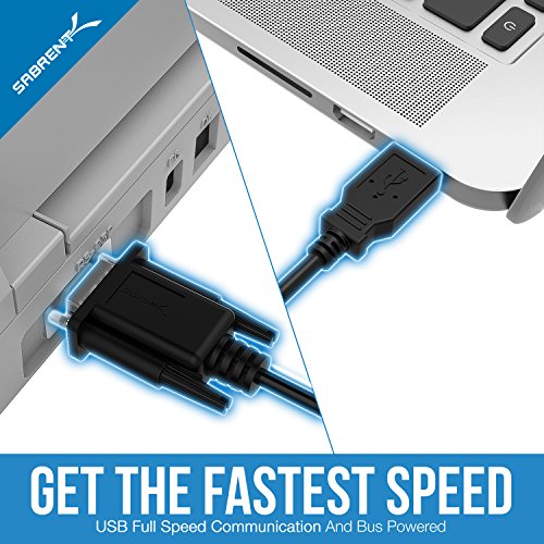 SABRENT USB 2.0 to Serial (9-Pin) DB-9 RS-232 Adapter Cable 6ft Cable [FTDI Chipset] (CB-FTDI)