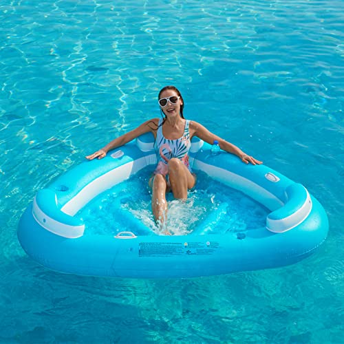 Jasonwell Floating Island Pool Float - Inflatable Lake Floaties Pool Lounger Raft Water Float with Cupholders Lake River Pool Floating Big Multi Person Party Floatie Toys Relaxation Island Adults Kids