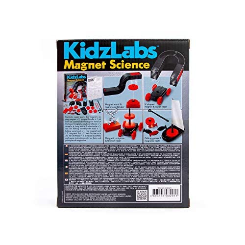 4M Magnet Science Kit - 10 Magnetic Experiments and Games (over 25 pieces to Build and STEM Learn From) - Power the Racer with a Magnet, Levitate a Magnet, Magnetic Yacht and Fishing, Boys and Girls, Age 8+