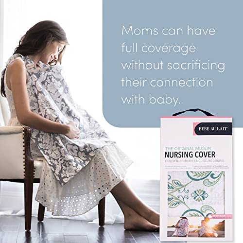 Bebe au Lait Nursing Cover, Apron, Shawl, Privacy Covers for Breast Feeding and Pumping, Breastfeeding Cover for Mom, Soft, and Breathable Muslin Cotton, Full Coverage, One Size Fits All - Isla