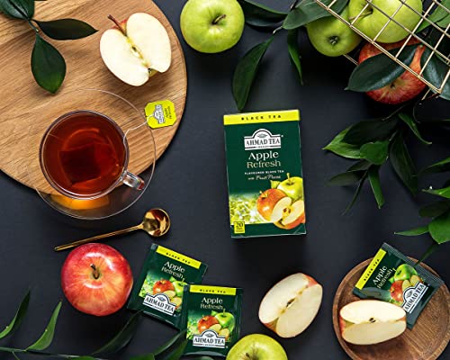 Ahmad Tea Black Tea, Apple Refresh Teabags, 20 ct (Pack of 6) - Caffeinated and Sugar-Free