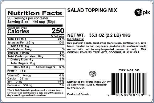 Yupik Mix, Salad Topping, 2.2 lb, A mix of raw pumpkin seeds, sunflower seeds, soy nuts, and cranberries