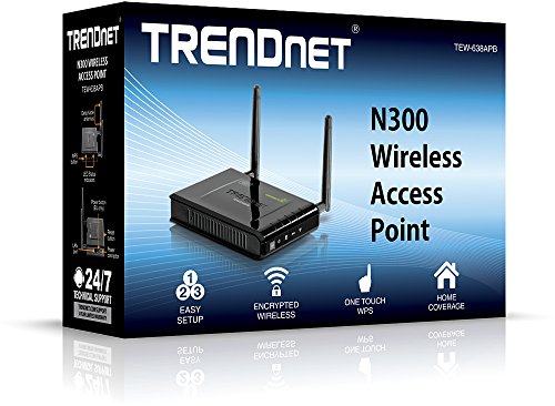 TRENDnet Wireless N300 2T2R Detachable antennas, Access Point, 2.4Ghz 300Mbps, 802.11b/g/n, AP/WDS/Client/Bridge, 2x2 dBi, TEW-638APB Black
