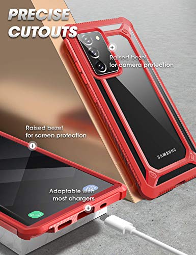 SUPCASE Unicorn Beetle EXO Pro Series Case for Galaxy Note 20 (2020 release), Premium Hybrid Protective Clear Bumper Case Without Built-in Screen Protector (Red)