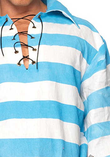 Leg Avenue Women's 4 Piece Pillaging Pirate Halloween Costume Set for Adult Men, Blue/White, Small/Medium