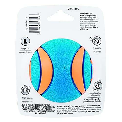 Chuckit! Ultra Squeaker Ball Dog Toy, Large (3 Inch) 1 Pack