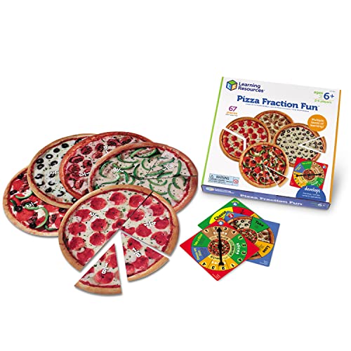 Learning Resources Pizza Fraction Fun Game, 13 Fraction Pizzas, 67 Piece Game, Ages 6+