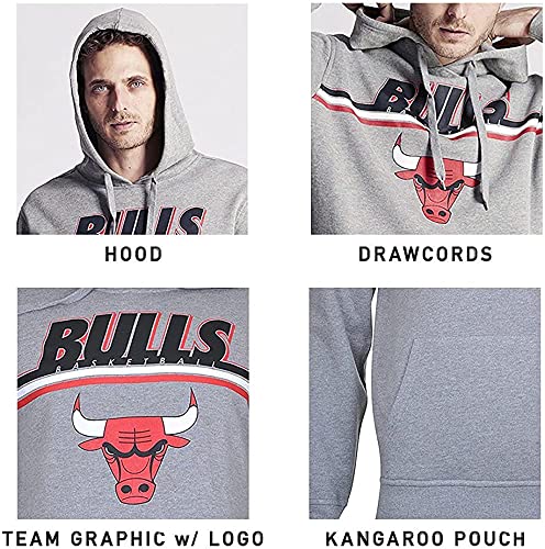 Ultra Game NBA Chicago Bulls Mens Fleece Hoodie Pullover Sweatshirt Out Of Bounds, Heather Gray, XX-Large